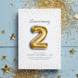 Modern Guld Glitter-oljerubban 2:a födelsedag Inbjudningar