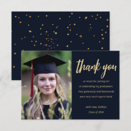 Modern Guld Glitter Personlig Photo Studenten Tack Kort