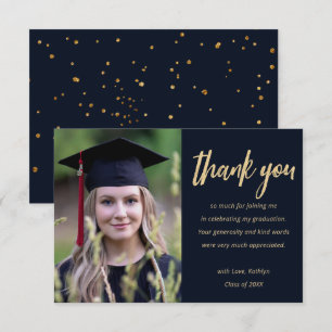 Modern Guld Glitter Personlig Photo Studenten Tack Kort