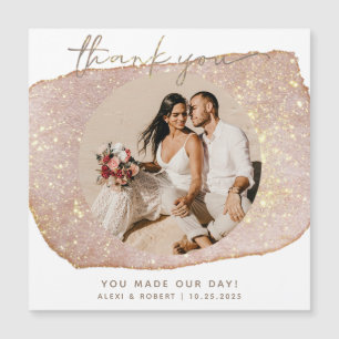 Modern Guld Glitter Photo Bröllop Tack Magnet