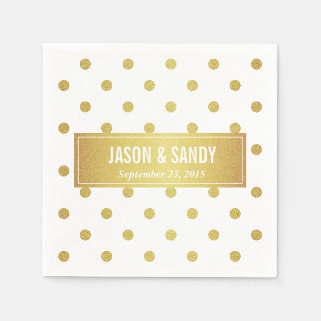 Modern Guld Glitter Polka dots Pappersservett (Framsidan)