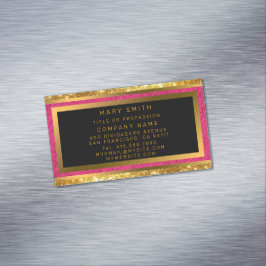 Modern Guld Glitter Rosa Linen Magnetiska Visitkort