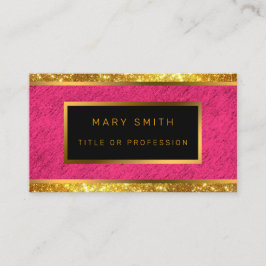 Modern Guld Glitter Rosa Linen Visitkort