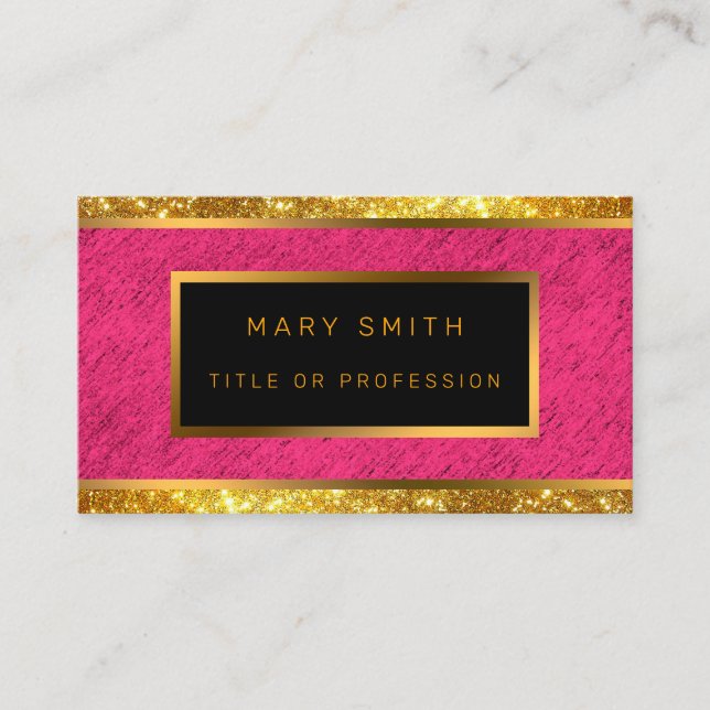 Modern Guld Glitter Rosa Linen Visitkort (Framsida)