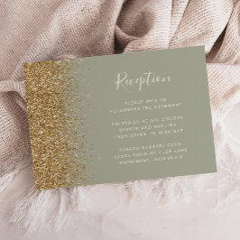 Modern guld glitter salvia grön bröllopsmottagning tilläggskort