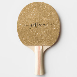 Modern guld glitter-skript namn pingisracket