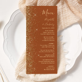 Modern Guld Glitter Terrakotta Bröllop Meny