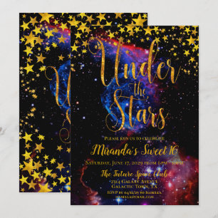 Modern Guld Glitter under Stars-Födelsedagsfesten Inbjudningar