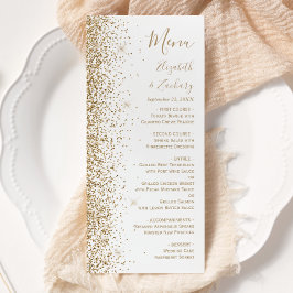 Modern Guld Glitter Vit Bröllop Meny