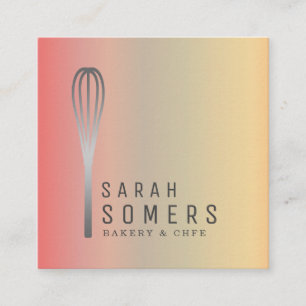 Modern Guld Glitter Whisk Bakery Fyrkantigt Visitkort