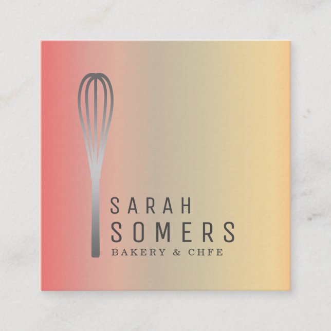 Modern Guld Glitter Whisk Bakery Fyrkantigt Visitkort (Framsida)