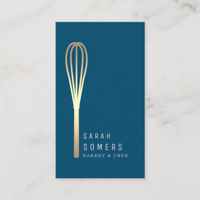Modern Guld Glitter Whisk Bakery Visitkort (Framsida)