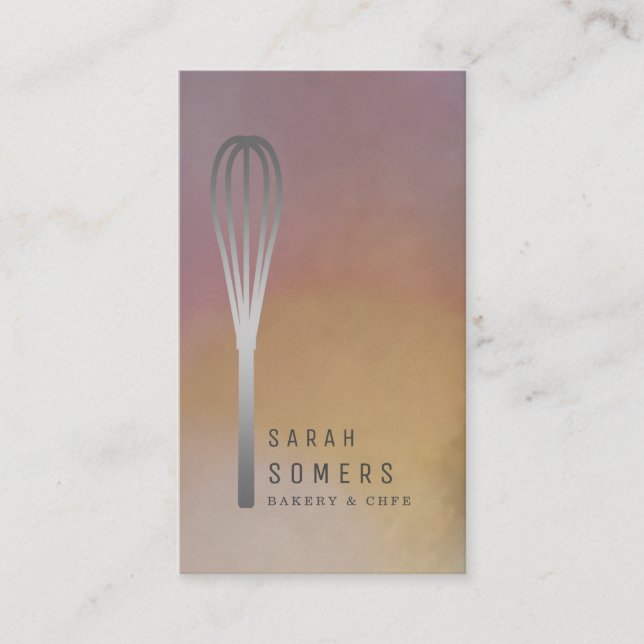 Modern Guld Glitter Whisk Bakery Visitkort (Framsida)