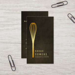 Modern Guld Glitter Whisk Bakery Visitkort