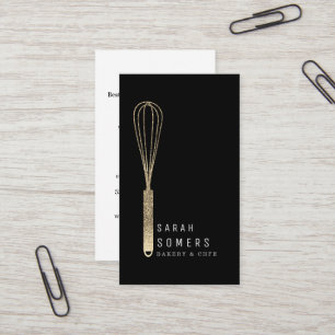 Modern Guld Glitter Whisk Bakery Visitkort