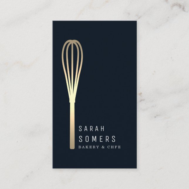 Modern Guld Glitter Whisk Bakery Visitkort (Framsida)