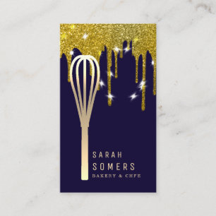 Modern Guld Glitter Whisk Bakery Visitkort