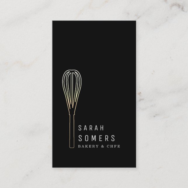 Modern Guld Glitter Whisk Bakery Visitkort (Framsida)