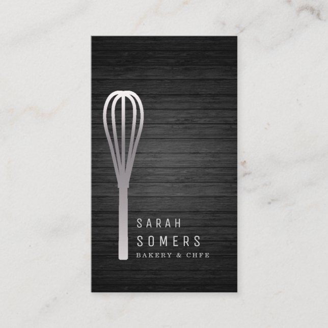 Modern Guld Glitter Whisk Bakery Wooden Visitkort (Framsida)