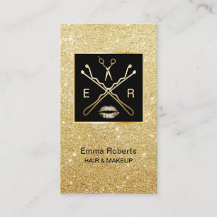 Modern guld- glitterhår & salong för visitkort