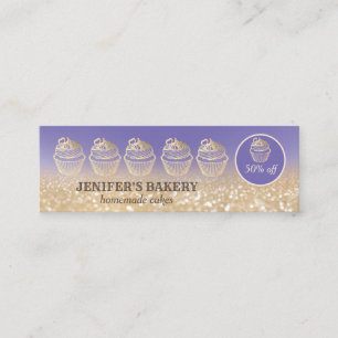 Modern guld glittericuptårta, bakverk mini visitkort