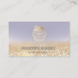Modern guld glittericuptårta, bakverk visitkort