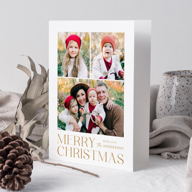 Modern Guld God jul 7-fotokollage Helgkort (Skapare uppladdad)