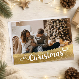 Modern Guld God Jul Foto Julkort