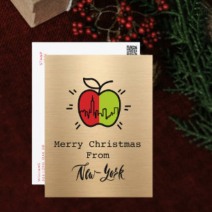 Modern Guld God jul från New York Helg Vykort