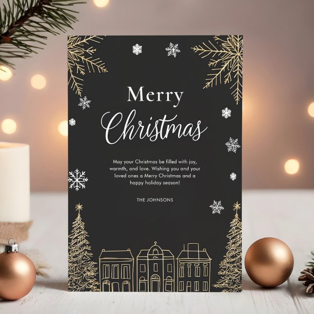 Modern guld God Jul Högtidskort Julkort (Skapare uppladdad)