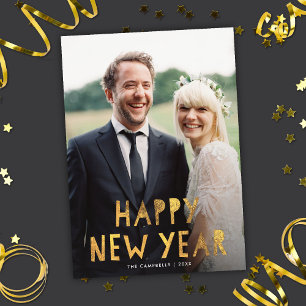 Modern Guld Gott nytt år-foto Julkort