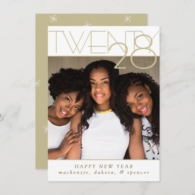 Modern Guld Gott nytt år | Klassiskt Anpassningsba Julkort (Fram/baksida)