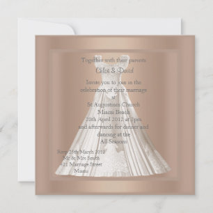 MODERN GULD GOWN WEDDING INVIDING INBJUDNINGAR