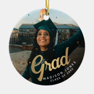 Modern Guld Grad Photo Studenten Julgransprydnad Keramik