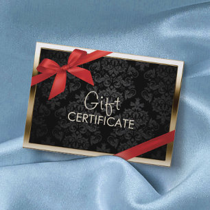 Modern Guld Gräns Black Damask Gift Certificate Rabattkort