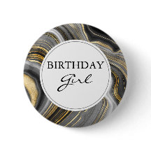 Modern Guld & Grått Agate Geode Birthday Girl