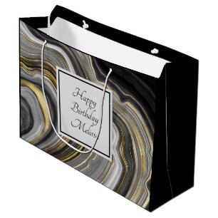 Modern Guld & Grått Agate Geode Gemstone Birthday