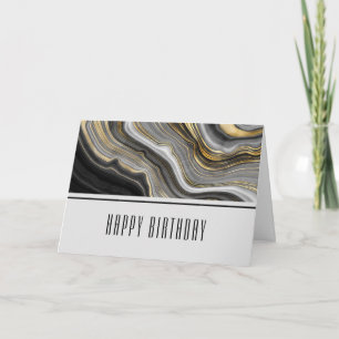 Modern Guld & Grått Agate Geode Gemstone Birthday Kort