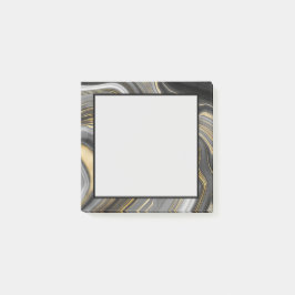 Modern Guld & Grått Agate Geode Mineral Abstrakt Post-it Block