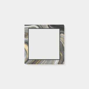Modern Guld & Grått Agate Geode Mineral Abstrakt Post-it Block