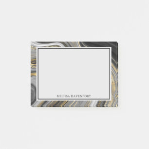 Modern Guld & Grått Agate Geode Mineral Abstrakt Post-it Block