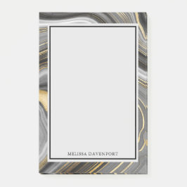 Modern Guld & Grått Agate Geode Mineral Abstrakt Post-it Block