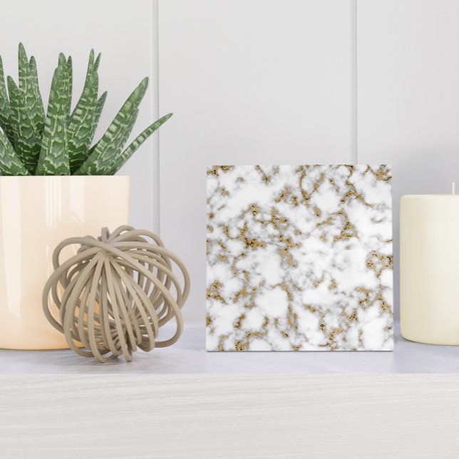 Modern Guld Grått White Marble Kakelplatta (Skapare uppladdad)