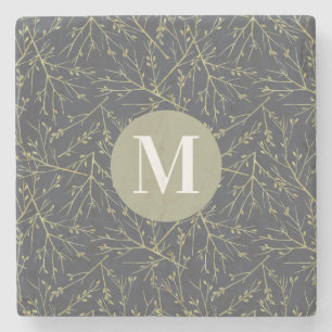 Modern Guld Greenish Gult Fall White Monogram Stenunderlägg