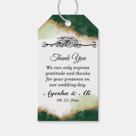 Modern Guld Grönt Agate Islamic bröllop Presentetikett