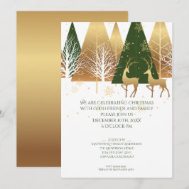 Modern Guld Grönt Woodland Hjort Inbjudningar