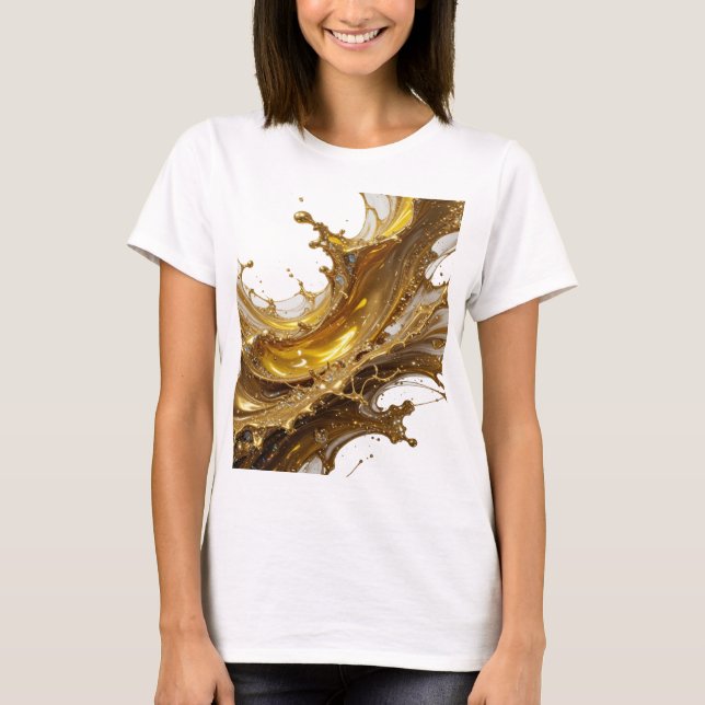 Modern Guld GYLLENE STänk Textdesign T Shirt (Framsida)