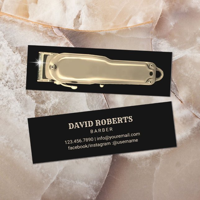 Modern Guld Hair Clipper Barber Shop Hairdresser Mini Visitkort (Skapare uppladdad)