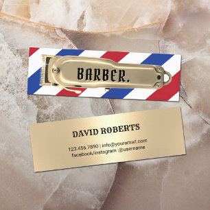 Modern Guld Hair Clipper Barber Shop Rand Mini Visitkort