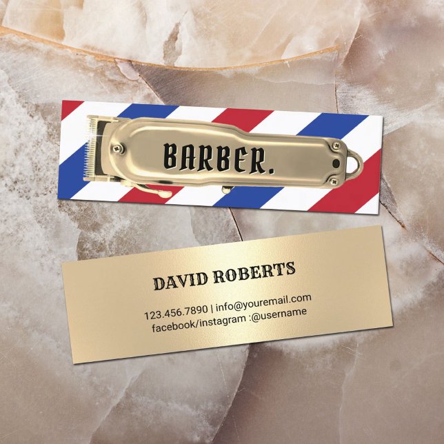 Modern Guld Hair Clipper Barber Shop Rand Mini Visitkort (Skapare uppladdad)
